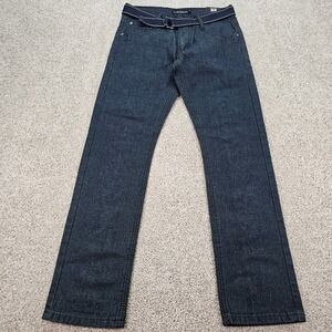 Loose Thread Womens Dark Wash Straight Leg Denim Jeans with Belt Size 14 Junior